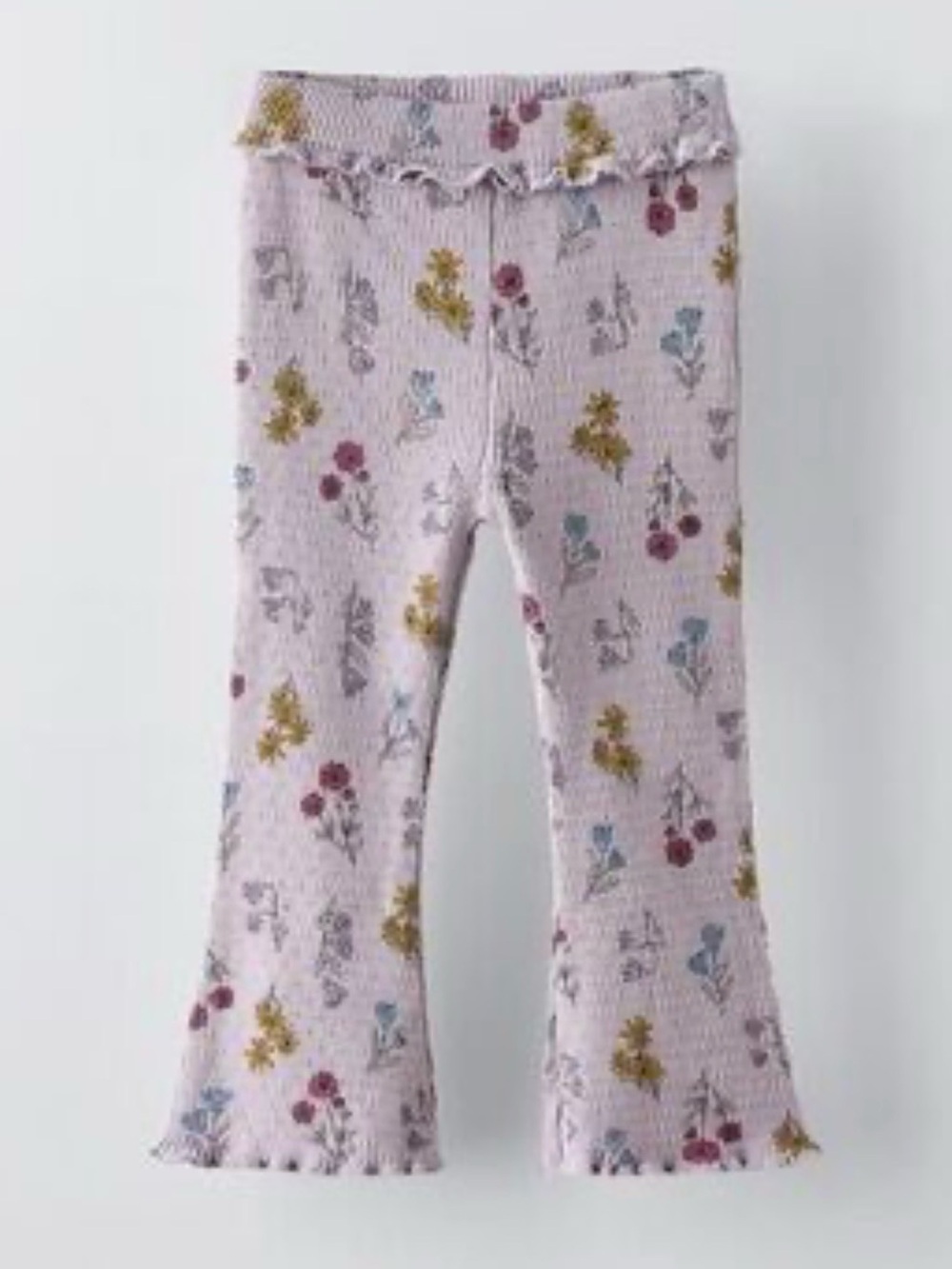 Kids Floral Ribbed Ruffle flare leggings Pants